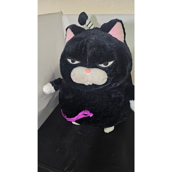 Samurai Cat Kawaii Hige Manjyu Maneki Cat Soft Stuffed Plush Toy H10.62" E1 - Picture 1 of 5